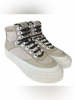Platform Sneaker Boots NEW Miz Mooz NYC Alpyne Leather NEW Lace Up Cream 8.5